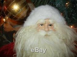 GIANT 36 INCH TALL SANTA CLAUS with STAFF / BELLS / BEAR CHRISTMAS PROP RARE