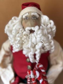 Gathered Traditions Joe Spencer Candy Cane Santa Claus Christmas Figure 13