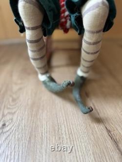 Gathered Traditions Joe Spencer Candy Cane Santa Claus Christmas Figure 13