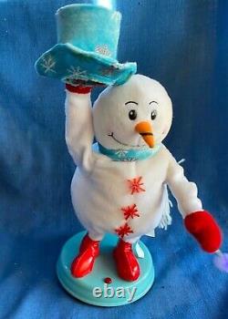 Gemmy Animated Snowflake Spinning Snowman Heat Snow Miser Blue Mini WORKS GREAT