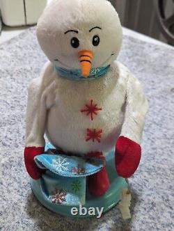 Gemmy Animated Snowflake Spinning Snowman Heat Snow Miser Blue Mini WORKS GREAT