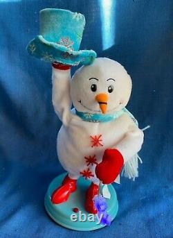 Gemmy Animated Snowflake Spinning Snowman Heat Snow Miser Blue Mini WORKS GREAT