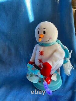 Gemmy Animated Snowflake Spinning Snowman Heat Snow Miser Blue Mini WORKS GREAT