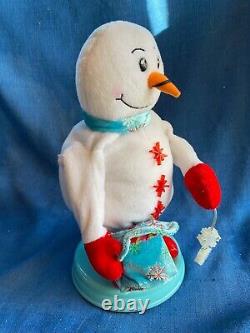 Gemmy Animated Snowflake Spinning Snowman Heat Snow Miser Blue Mini WORKS GREAT