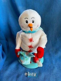 Gemmy Animated Snowflake Spinning Snowman Heat Snow Miser Blue Mini WORKS GREAT