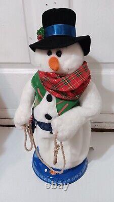 Gemmy Christmas Cowboy Lasso Snowman Animated Decoration Snowflake VINTAGE