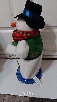 Gemmy Christmas Cowboy Lasso Snowman Animated Decoration Snowflake VINTAGE