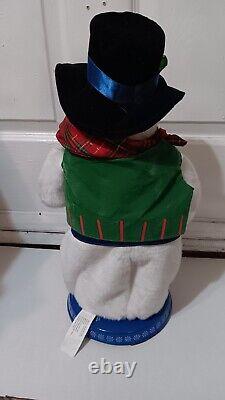 Gemmy Christmas Cowboy Lasso Snowman Animated Decoration Snowflake VINTAGE