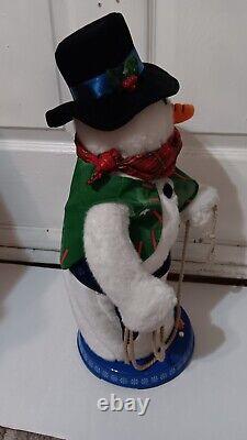 Gemmy Christmas Cowboy Lasso Snowman Animated Decoration Snowflake VINTAGE