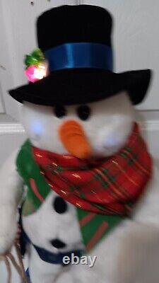 Gemmy Christmas Cowboy Lasso Snowman Animated Decoration Snowflake VINTAGE