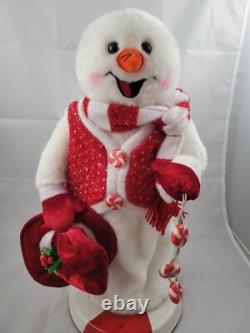 Gemmy Peppermint Twist Snowman Lights/Musical Spinning Works, No Tip Hat, VIDEO
