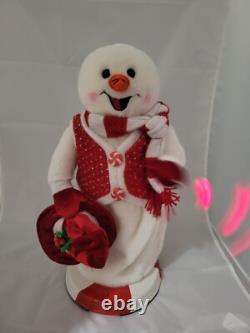 Gemmy Peppermint Twist Snowman Lights/Musical Spinning Works, No Tip Hat, VIDEO