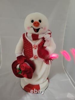 Gemmy Peppermint Twist Snowman Lights/Musical Spinning Works, No Tip Hat, VIDEO