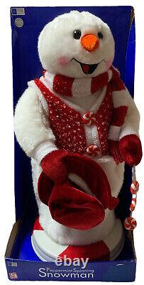 Gemmy Peppermint Twist Snowman With Original Box Spinning Does Not Tip Hat Video
