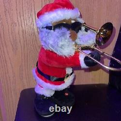Gemmy african american Santa Claus Trombone Christmas Saints Go Animated Plush