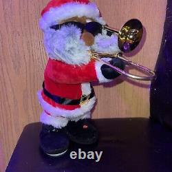Gemmy african american Santa Claus Trombone Christmas Saints Go Animated Plush