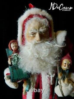 Genuine OOAK 20 NORMA DECAMP Standing SANTA CLAUS with Handmade TOYS Come SEE