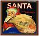 Genuine Old Orange Crate Label Santa Claus Vintage Santa Paula Ventura 1930 Rare