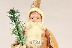 German Saint Nickolas 1928 Candy Holder Vintage Santa Claus with feather tree