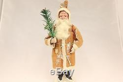 German Saint Nickolas 1928 Candy Holder Vintage Santa Claus with feather tree