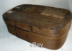German c1900 Wood BOX w. 5 Dresden Paper mache Candy container Santa Claus/fish