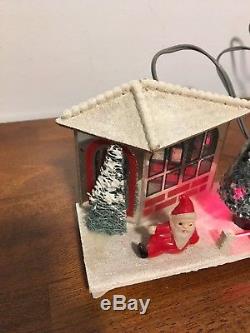 Glass Electric House Christmas Santa Claus Vintage Made in Japan with Original Box