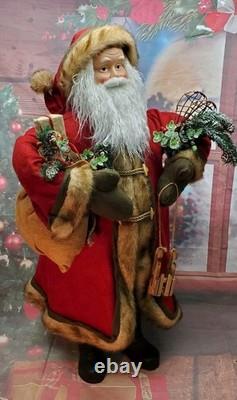 Gorgeous 3 Foot Tall Victorian Style Christmas Santa Claus Figure With Gifts