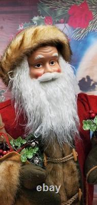 Gorgeous 3 Foot Tall Victorian Style Christmas Santa Claus Figure With Gifts