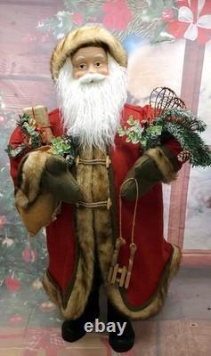 Gorgeous 3 Foot Tall Victorian Style Christmas Santa Claus Figure With Gifts