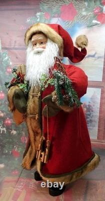 Gorgeous 3 Foot Tall Victorian Style Christmas Santa Claus Figure With Gifts