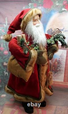 Gorgeous 3 Foot Tall Victorian Style Christmas Santa Claus Figure With Gifts