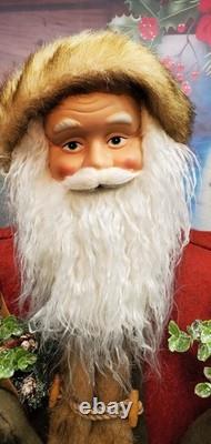 Gorgeous 3 Foot Tall Victorian Style Christmas Santa Claus Figure With Gifts
