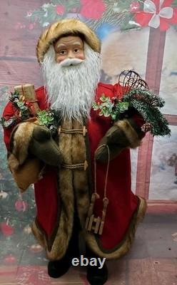Gorgeous 3 Foot Tall Victorian Style Christmas Santa Claus Figure With Gifts