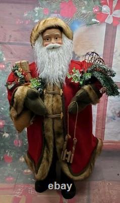 Gorgeous 3 Foot Tall Victorian Style Christmas Santa Claus Figure With Gifts