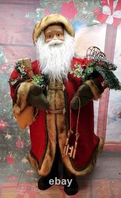 Gorgeous 3 Foot Tall Victorian Style Christmas Santa Claus Figure With Gifts