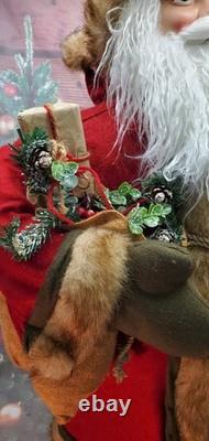 Gorgeous 3 Foot Tall Victorian Style Christmas Santa Claus Figure With Gifts