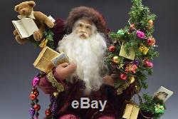 Gorgeous Lynn Haney Santa Claus Seated Figurine Burgundy Velvet Oufit