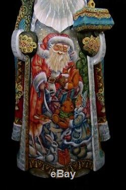 Gorgeous Russian Santa Hand Carved & Painted CHRISTMAS SCENE (1053rd)
