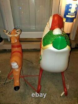 Grand Venture Santa Claus Sleigh With Reindeer Christmas Blow Mold Lighted