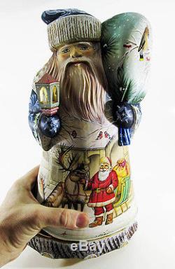 Great Santa Claus Father Frost Ded Moroz Wooden Carved Hand Painted BIG #31