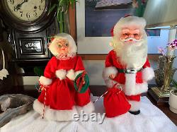 HANDMADE Large Mr & Mrs Santa Claus RARE 1950's Christmas Figures SET Of 2 VG+++