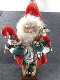 HOUSE OF HATTEN Santa Claus Figure with Elf Bunny & Bells 22.5 Tall READ AD