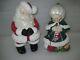 Htf Vintage Atlantic Mold Ceramic Winking Santa & Mrs Claus Figurines 14 Tall