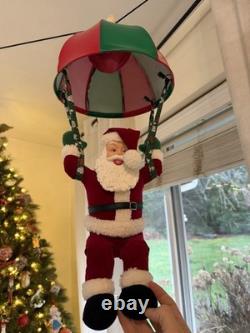 HTF Vintage Christmas Decor Nostalgia Kicking Animated Parachute Santa Claus