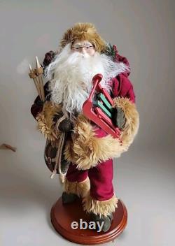 HTF Vtg Dept 56 Woodland Rustic Santa Claus Father Christmas 20 Figure Sled Ski