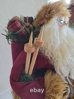HTF Vtg Dept 56 Woodland Rustic Santa Claus Father Christmas 20 Figure Sled Ski