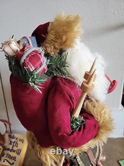 HTF Vtg Dept 56 Woodland Rustic Santa Claus Father Christmas 20 Figure Sled Ski