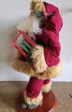 HTF Vtg Dept 56 Woodland Rustic Santa Claus Father Christmas 20 Figure Sled Ski