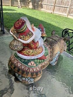 HUGE Fabulous Russian Santa Riding HIPPOPOTAMUS Hand Carved & Painted KinKin