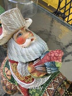 HUGE Fabulous Russian Santa Riding HIPPOPOTAMUS Hand Carved & Painted KinKin